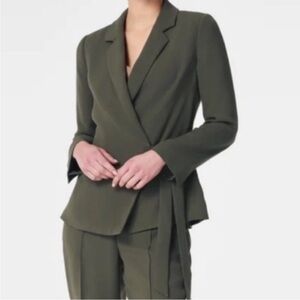 Spanx Small Regular Blazer Carefree Crepe Wrap Blazer Midnight Olive Green NWT